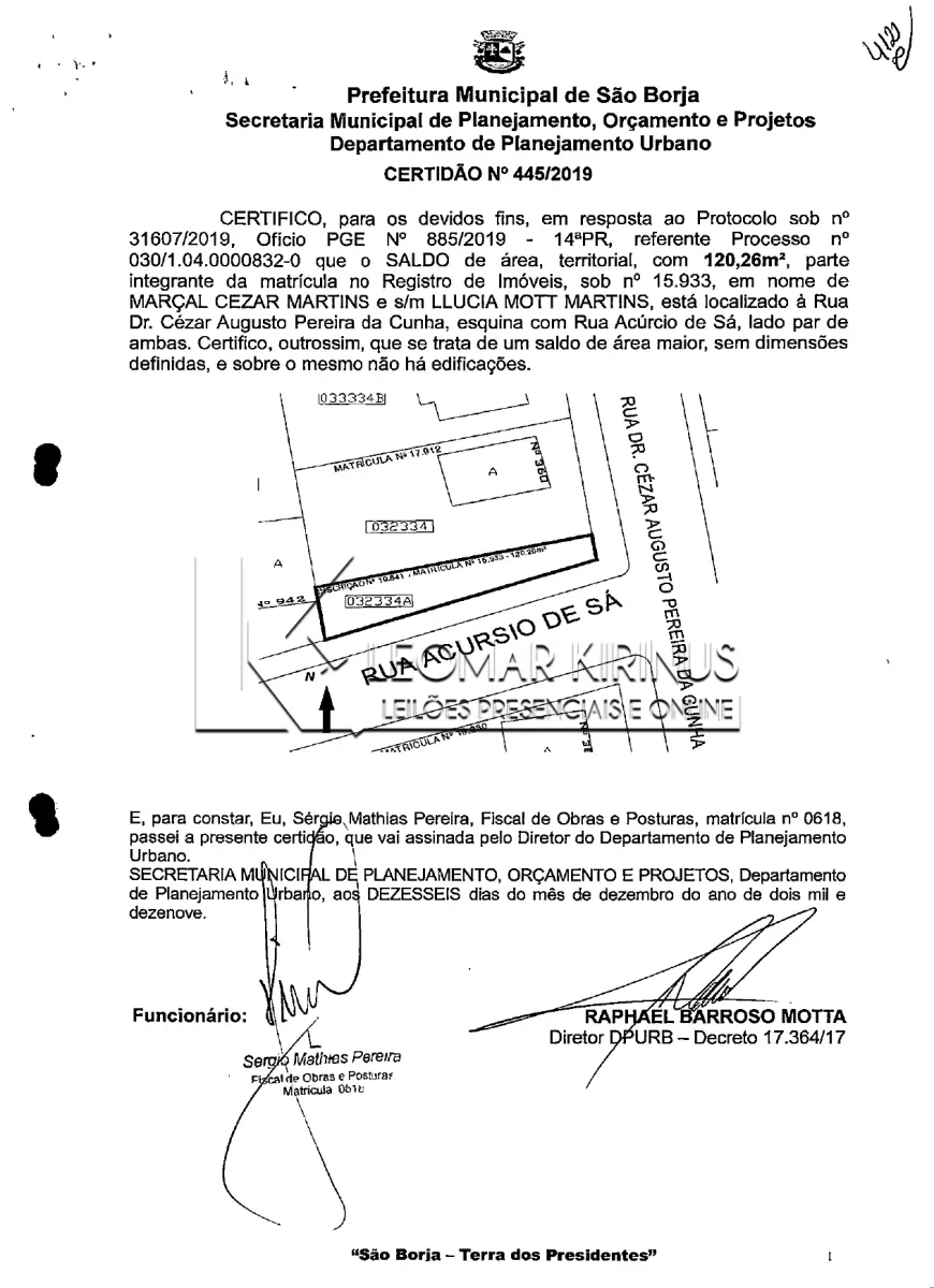 LOTE 001 - FRAÇÃO DE TERRENO URBANO