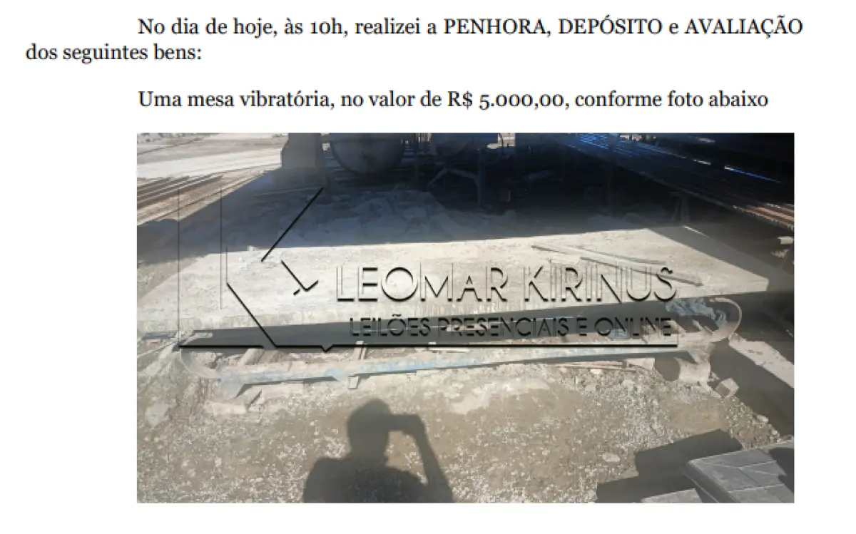 LOTE 001 - MESA VIBRATÓRIA